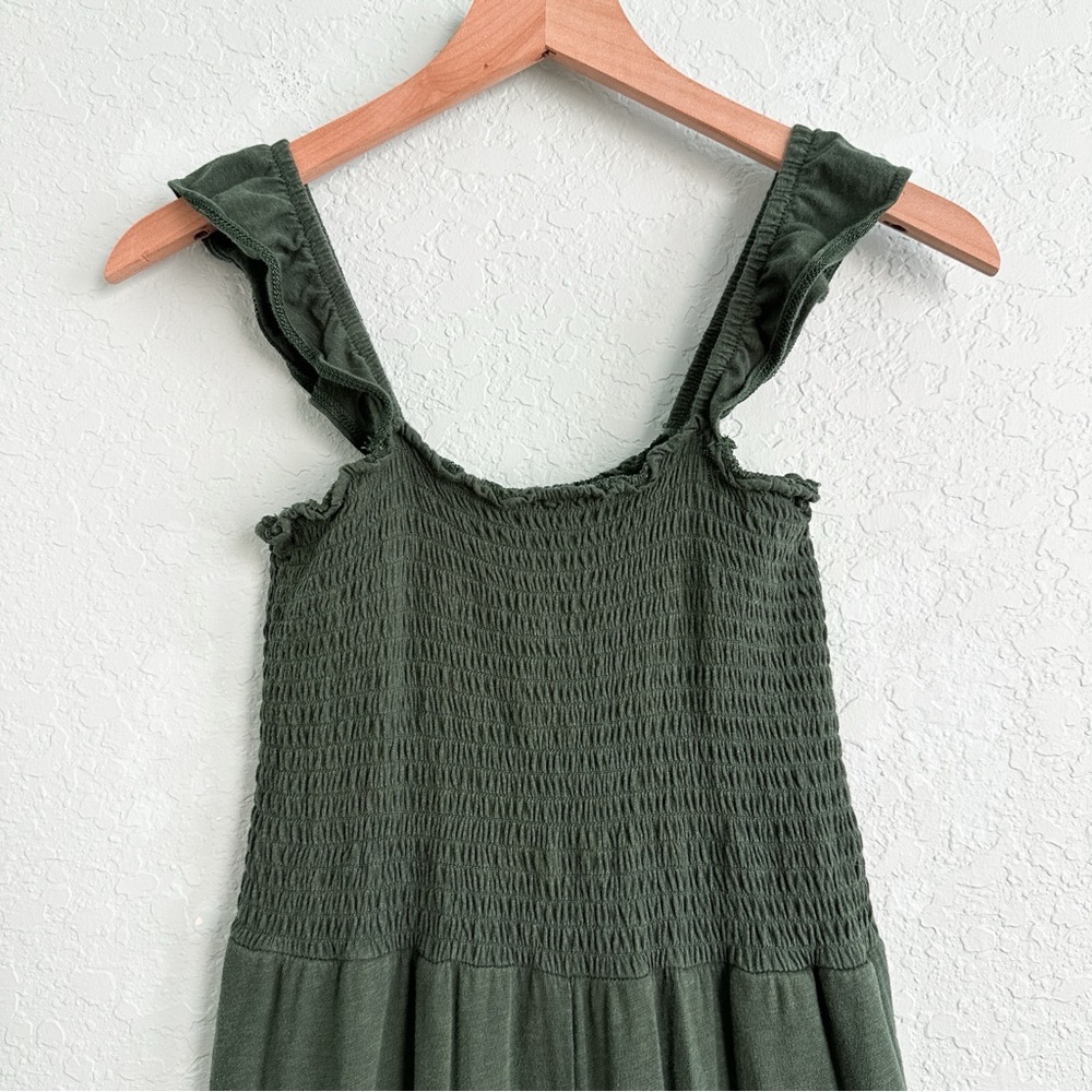 aerie Olive Green Smocked Wide-Leg Jumpsuit - Picture 3 of 9